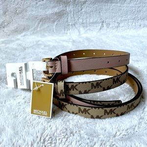 NWT|Michael Kors Women’s Skinny Belt, Set of 2 (L)